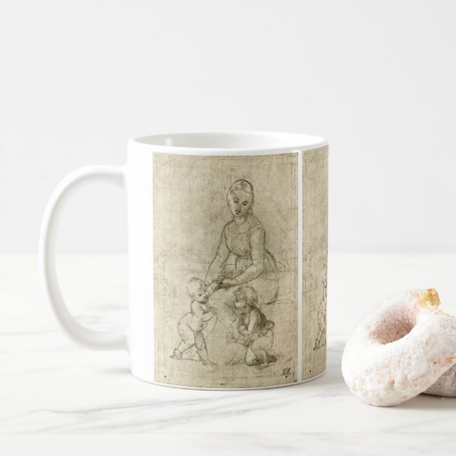 Madonna, Kristus och Saint John Baptist av Rapahel Kaffemugg (Med munk)