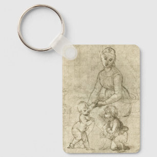 Madonna, Kristus, Saint John Baptist av Rapahel Nyckelring