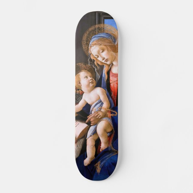 Madonna lär barnet Jesus Sandro Botticelli Old School Skateboard Bräda 18 Cm (Framsida)