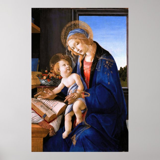 Madonna lär barnet Jesus Sandro Botticelli Poster (Framsidan)