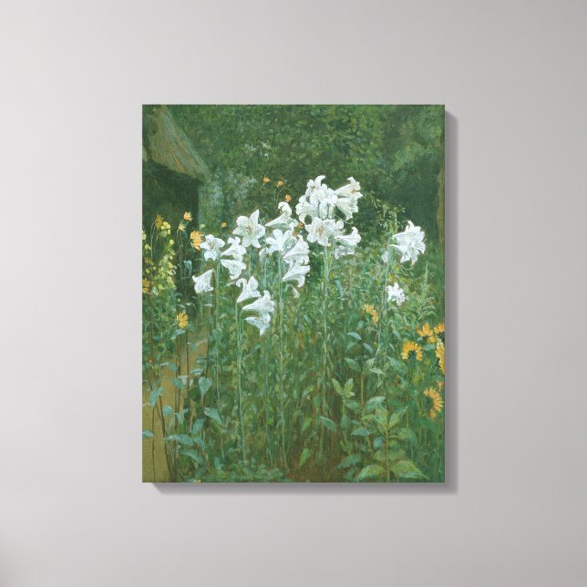 Madonna Lilies i en Garden Canvastryck (Framsida)