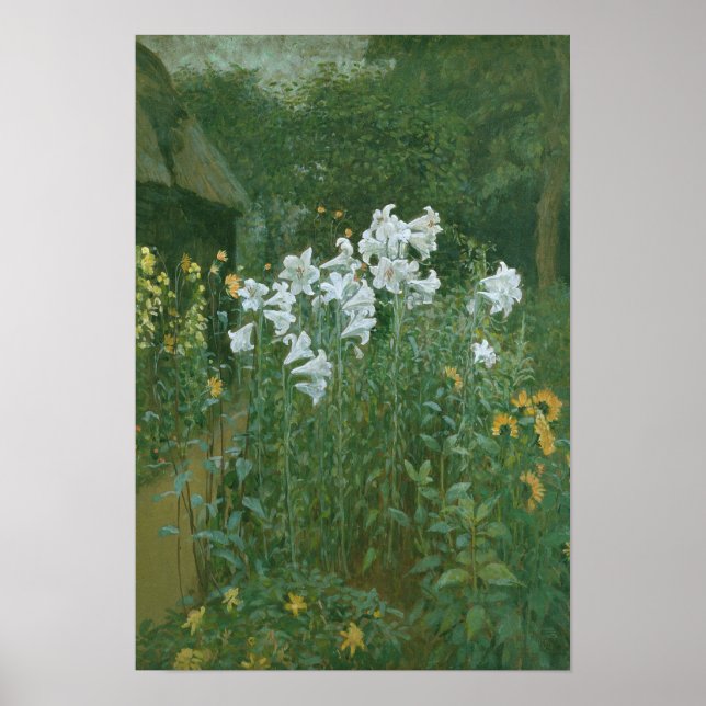 Madonna Lilies i en Garden Poster (Framsidan)