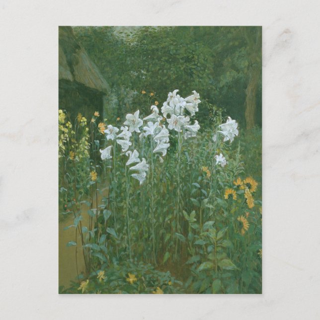 Madonna Lilies i en Garden Vykort (Framsida)
