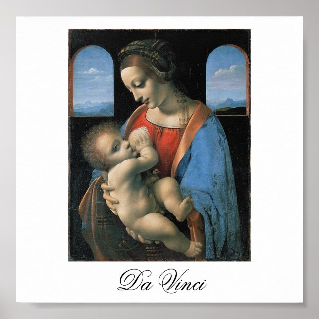 Madonna Litta av Leonardo Da Vinci c. 1490-1491 Poster (Framsidan)