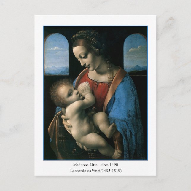 Madonna Litta av Leonardo Da Vinci Vykort (Framsida)