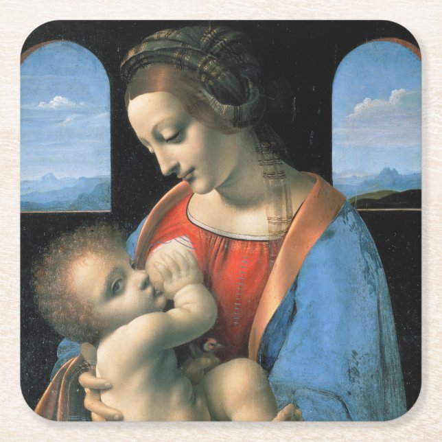 Madonna Litta, Leonardo da Vinci, 1490-1491 Underlägg Papper Kvadrat (Framsidan)