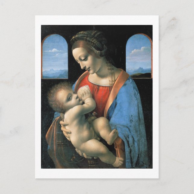 Madonna Litta, Leonardo da Vinci, 1490-1491 Vykort (Framsida)