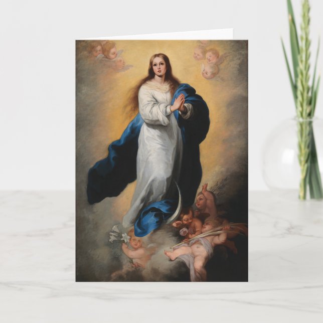MADONNA MED ÄNGLAR RENAISSANCE-MÅLNING KORT (Framsida)