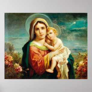 Madonna med barn av Hans Zatzka - poster