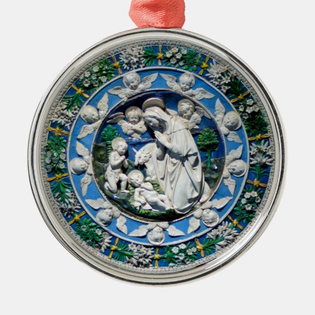 MADONNA MED BARN OCH ÄNGLAR JULGRANSPRYDNAD METALL (Framsidan)