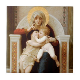 Madonna med barn och John Baptist, Bouguereau Kakelplatta