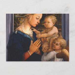Madonna med barn och två Änglar av Filippo Lippi Vykort