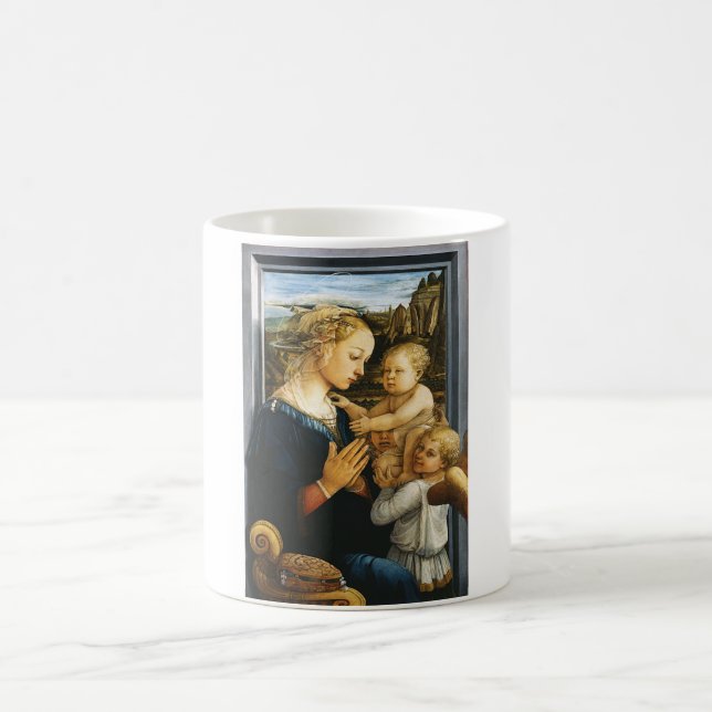 Madonna med barn och två Änglar, Filippo Lippi Kaffemugg (Center)