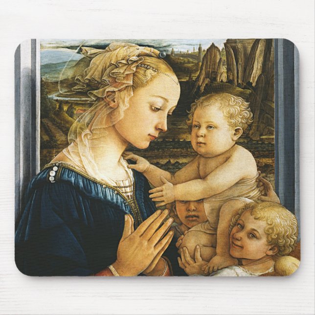 Madonna med barn och två Änglar, Filippo Lippi Musmatta (Framsidan)