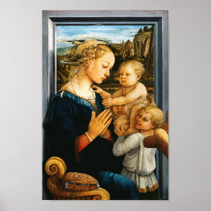 Madonna med barn och två Änglar, Filippo Lippi Poster