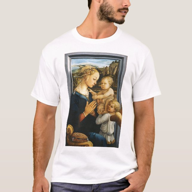 Madonna med barn och två Änglar, Filippo Lippi T Shirt (Framsida)
