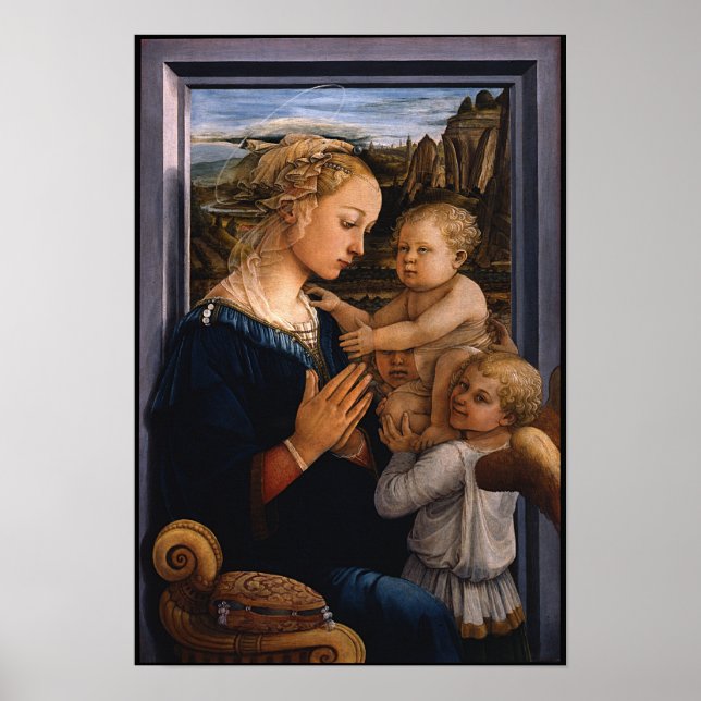 Madonna med barn och två Änglar - Lippi - Poster (Framsidan)