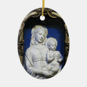 MADONNA MED BARN Round Blue Sapphire Julgransprydnad Keramik
