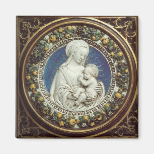 MADONNA MED BARN, rund Magnet