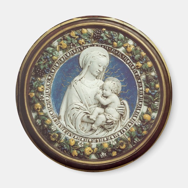 MADONNA MED BARN, rund Magnet (Framsidan)