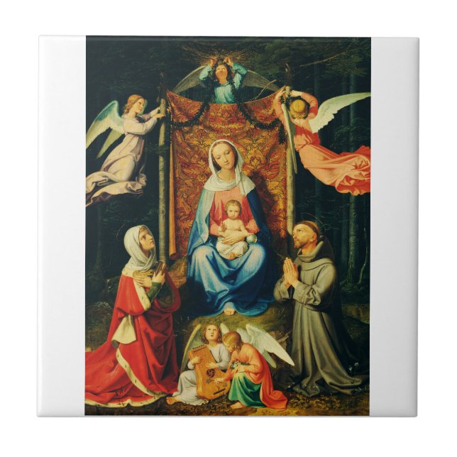 Madonna med barn, S:ta Adelheid och S:te Francisku Kakelplatta (Framsidan)