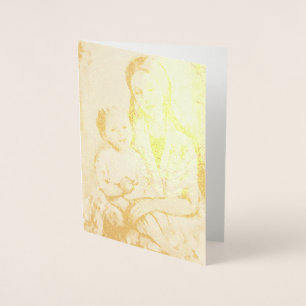 Madonna med Child guld foil greeting Card Folierat Kort