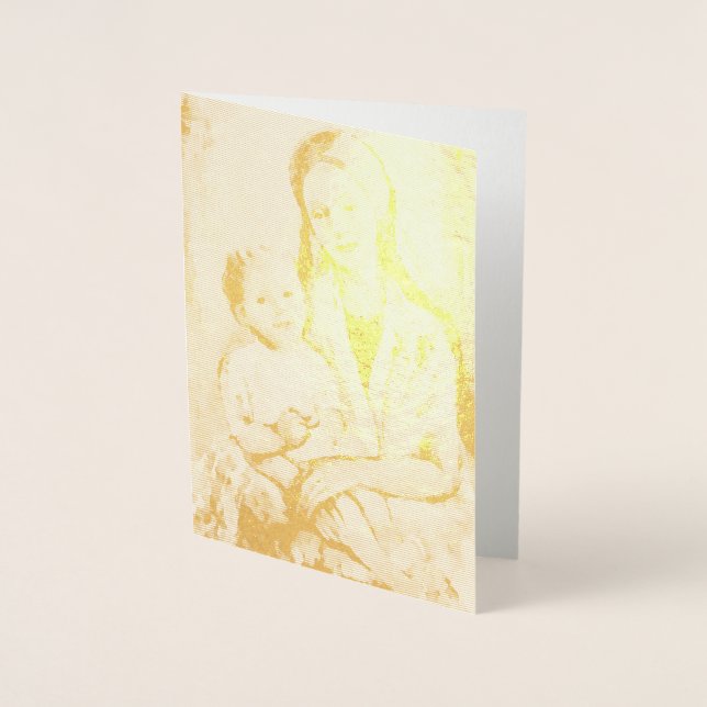 Madonna med Child guld foil greeting Card Folierat Kort (Framsida)
