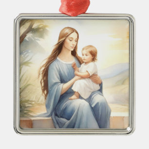Madonna med Child Jesus Julgransprydnad Metall