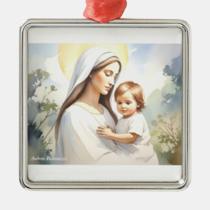 Madonna med Child Jesus Julgransprydnad Metall