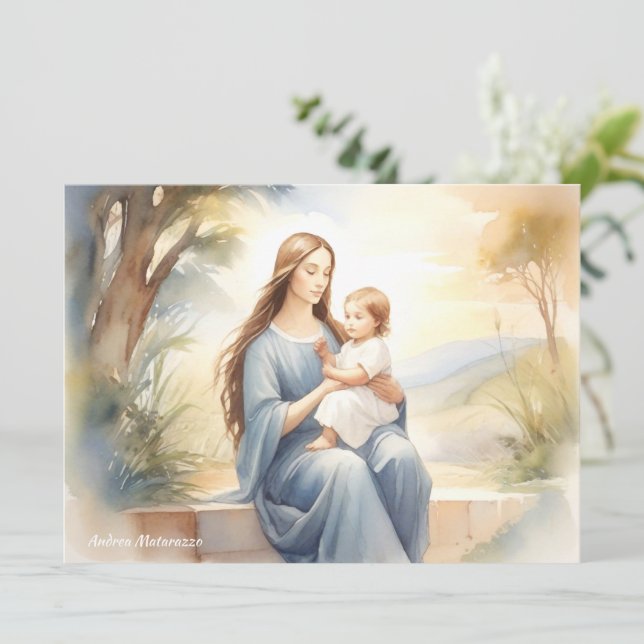 Madonna med Child Jesus Julkort (Stående Fram)