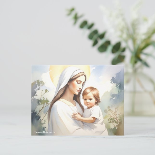 Madonna med Child Jesus Vykort (Stående Fram)