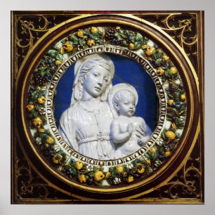 MADONNA MED CHILD RENAISSANCE BLOMMIGT KRONA POSTER