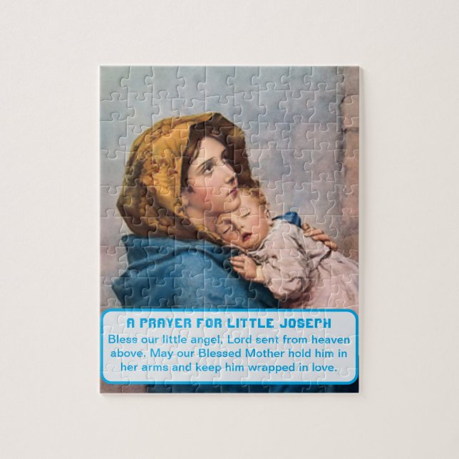 Madonna med Jesusbarnet minnessak för pojkar Pussel (Vertikal)