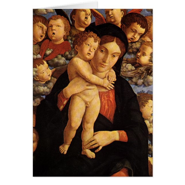 Madonna med keruber av Andrea Mantegna Hälsningskort (Framsidan)