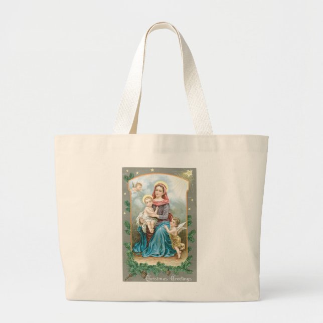 Madonna med Kristus Child Jumbo Tygkasse (Framsidan)