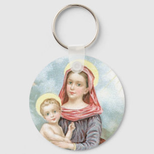 Madonna med Kristus Child Nyckelring
