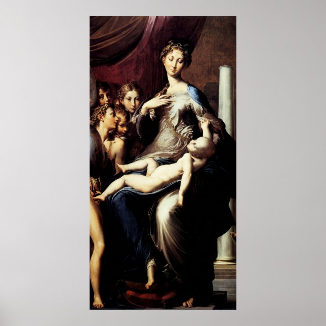 Madonna med Long Nacke av Parmigiano Poster (Framsidan)