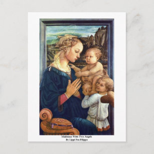 Madonna med två Änglar av Lippi Fra Filippo Vykort