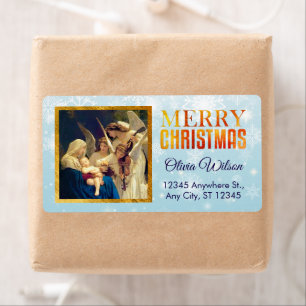 Madonna och änglar Vintage religiös jul Fraktsedel