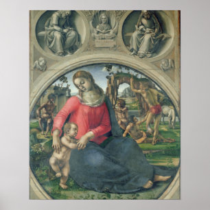 Madonna och barn, 1490-95 (olja på panel) poster