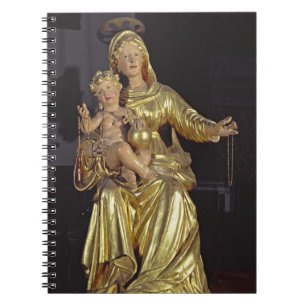 Madonna och barn, 1600-talet (förgylld trä) anteckningsbok med spiral