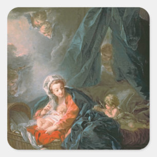 Madonna och barn, 18th århundrade fyrkantigt klistermärke