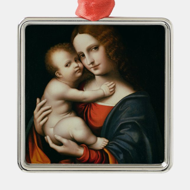 Madonna och barn 2 julgransprydnad metall (Framsidan)