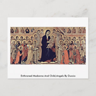 Madonna och barn,Änglar av Duccio Vykort