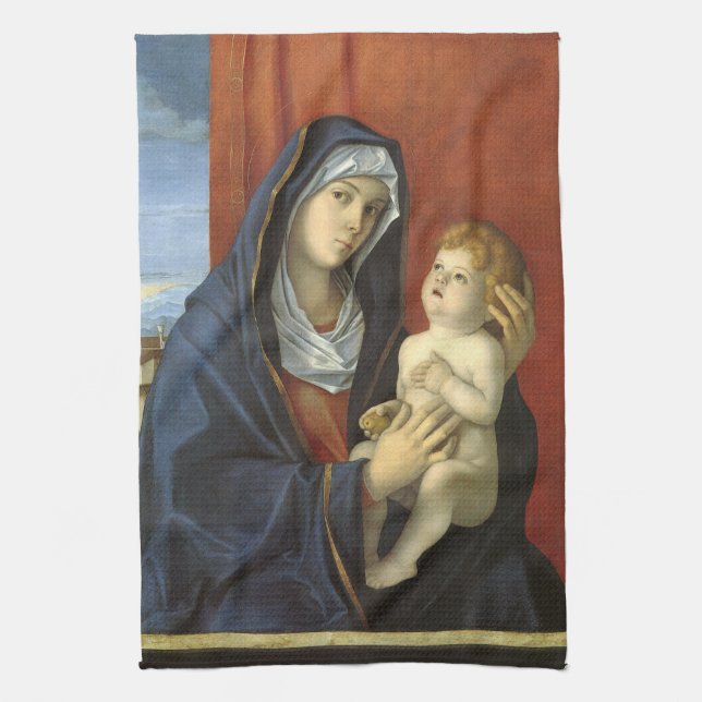 Madonna och barn av Giovanni Bellini Kökshandduk (Vertikal)
