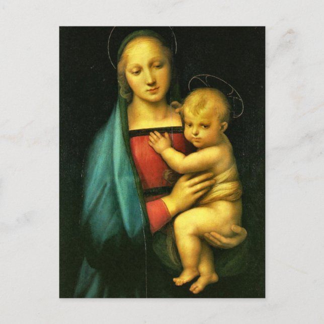 Madonna och barn av Raphael Vykort (Framsida)