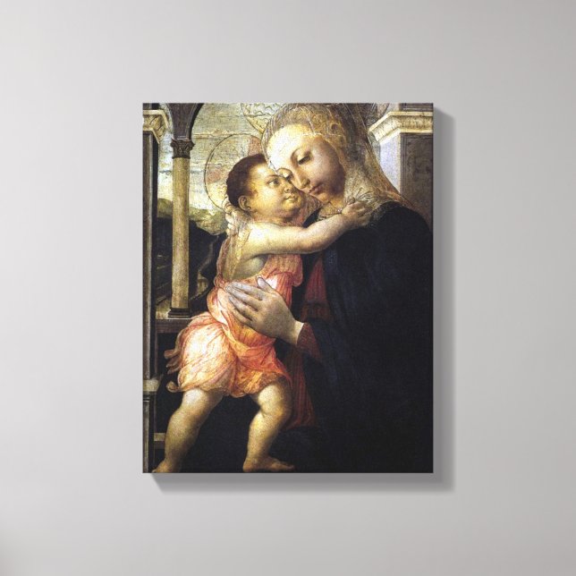 Madonna och barn  - Botticelli - c1500 Canvastryck (Framsida)