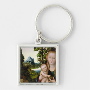 Madonna och barn, c.1525 fyrkantig silverfärgad nyckelring