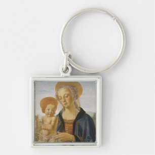 Madonna och barn, circa 1470 fyrkantig silverfärgad nyckelring