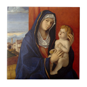 Madonna och barn, circa 1485 kakelplatta